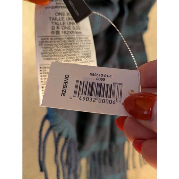 GAP Preppy Striped Scarf – NWT Blue & Teal Soft Lightweight 22"x73" Short Fringe - Picture 4 of 5